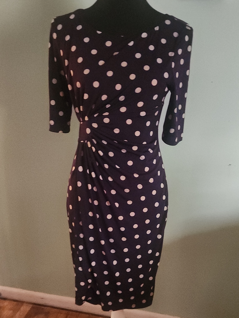 Women’s Navy Polka Dot Twist-Front Dress - Pink Dots
